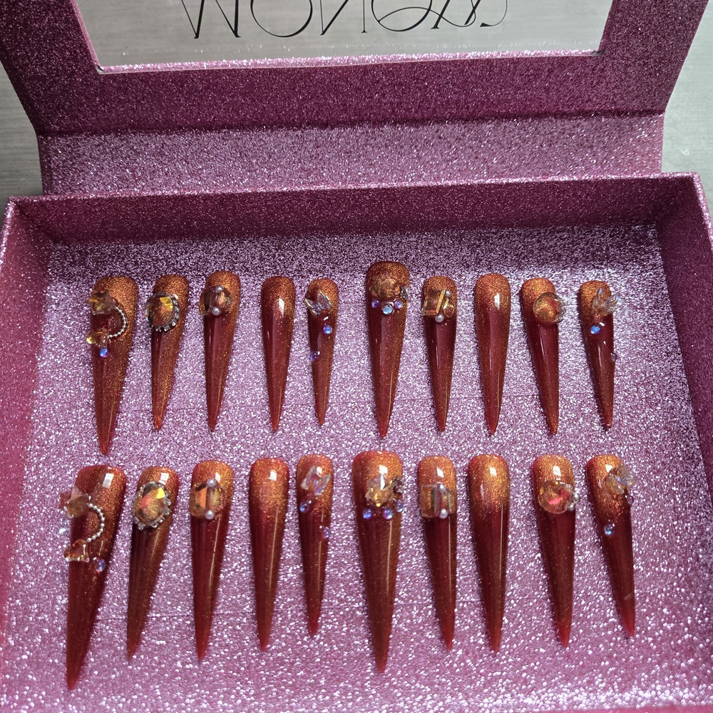 Elegant Bronze Glitter Press-On Nails